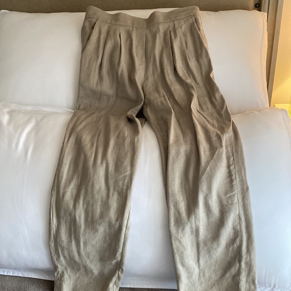 BABATON beige slim fit linen trousers - Picture 4 of 4